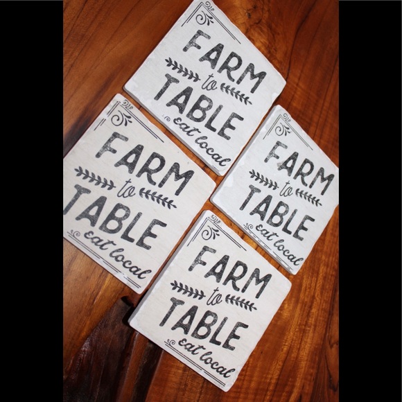 FARM TO TABLE STONEWARE COASTER SET - Picture 10 of 14